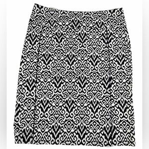 Margaret M Geometrical Black White Pencil‎ Stretch Skirt Size Med EUC